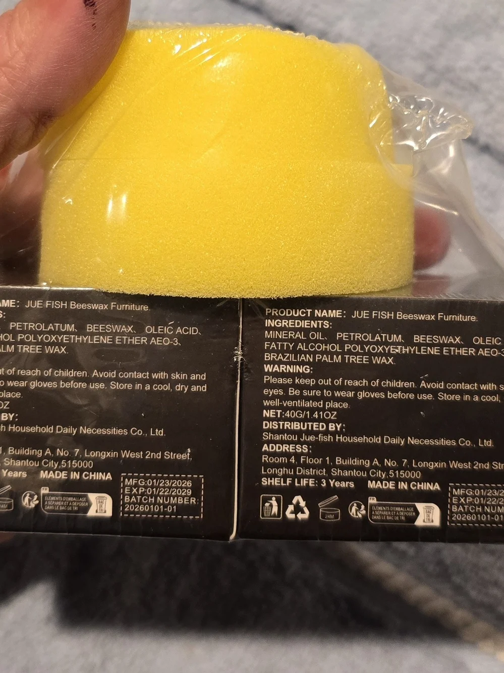Yellow Beeswax Furniture Sponge - Wood Care Applicator